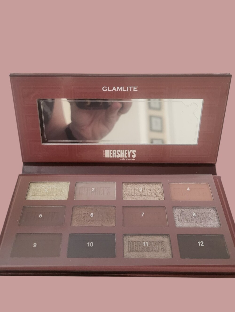 GlamLite Hershey's Chocolate Eyeshadow Palette — Warm Brown & Neutral Shades NIB